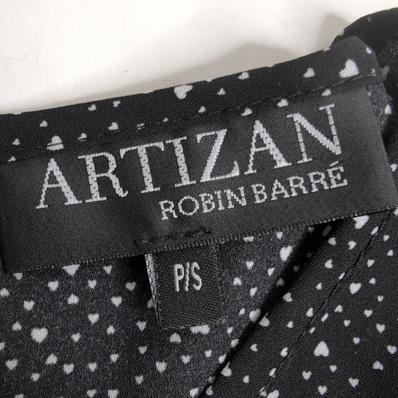 Artizan Robin Barre Black and White Patterned Blouse, Size S - Picture 4 of 7